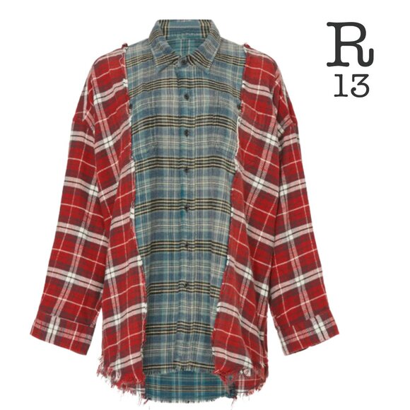 EUC $595 R13 Oversized Drop Neck Workshirt Size XS - Picture 1 of 12